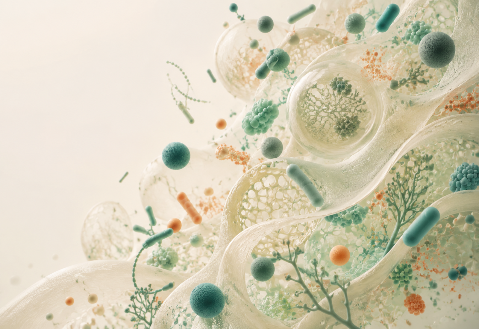 Abstract representation of a diverse gut microbiome